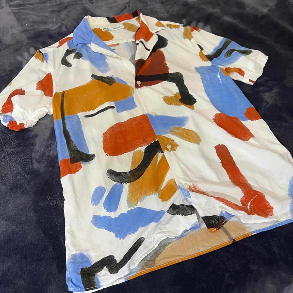 Zara Multi Colored Pattern Button Up - image 1